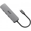 Концентратор Acer USB-C 5-in-1 3xUSB 3.0 + HDMI + USB-C gray (HP.DSCAB.021)