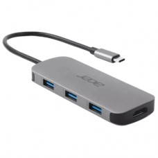 Концентратор Acer USB-C 7-in-1 3xUSB 3.2 + HDMI + USB-C + PD + SD gray (HP.DSCAB.018)