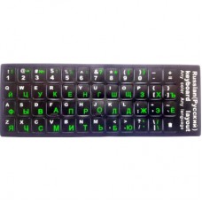 Наклейка на клавиатуру AlSoft непрозрачная EN/RU (11x13мм) черная (кирилица зеленая) textu (A46197)