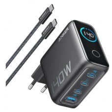 Зарядний пристрій Anker Laptop GaN 140W 3xUSB-C PD3.1 + USB-A + display + cable Black (B2697GZ1)
