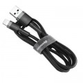 Дата кабель USB 2.0 AM to Lightning 0.5m Cafule 2.4A grey+black Baseus (CALKLF-AG1)