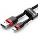 Дата кабель USB 2.0 AM to Lightning 1.0m Cafule Black-Red Baseus (CALKLF-B19)