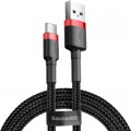 Дата кабель USB 2.0 AM to USB-C 3.0m 3A red-black Baseus (CATKLF-U91)