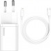Зарядний пристрій Baseus Super Si 1C 20W With Simple Wisdom Data Cable Type-C/iP White (TZCCSUP-B02)