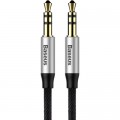 Кабель мультимедийный Jack 3.5mm Yiven M30 M/M 1.5m silver-black Baseus (CAM30-CS1)
