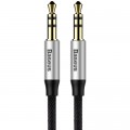 Кабель мультимедийный Jack 3.5mm Yiven M30 M/M 1m silver-black Baseus (CAM30-BS1)