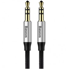 Кабель мультимедийный Jack 3.5mm Yiven M30 M/M 1m silver-black Baseus (CAM30-BS1)