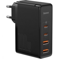 Зарядний пристрій Baseus 2xUSB 100W GaN (2xUSB-C+2xUSB-A) black (CCGAN2P-L01)