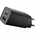 Зарядное устройство Baseus 2xUSB 65W GaN (USB-C+USB-A) black (CCGAN2L-B01)