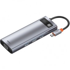 Концентратор Baseus USB3.1 Type-C to USB C(PD)100W/HDMI 4K 30Hz/VGA/USB3.2/RJ45/SD+TF,9in1 Grey (CAHUB-CU0G)