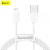 Дата кабель USB 2.0 AM to Lightning 2.0m Superior Fast Charging 2.4A white Baseus (CALYS-C02)