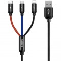 Дата кабель USB 2.0 AM to Lightning + Micro 5P + USB-C 1.2m 5A black Baseus (CAMLT-BSY01)