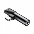 Перехідник USB-C M to USB-C F + 3.5mm F black Baseus (CATL41-01)