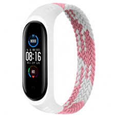 Ремешок для фитнес браслета BeCover Elastic Nylon Style для Xiaomi Mi Smart Band 5/6 (Size S) Pink-White (706142)