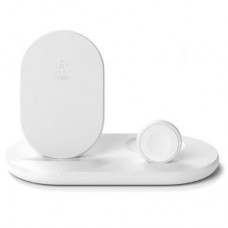 Зарядний пристрій Belkin 3-in-1 Wireless Pad/Stand/Apple Watch, white (WIZ001VFWH)