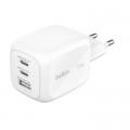 Зарядний пристрій Belkin 2xUSB-C + 1xUSB PD70W PPS GaN white (WCH018HQWH)