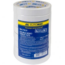 Скотч Buromax двухсторонний на тканевой основе 18 мм х 10 м Прозрачный (BM.7503)