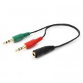 Кабель мультимедійний Jack 3.5mm female 4-pin to 2x Jack 3.5mm male 0.2m Cablexpert (CCA-418)