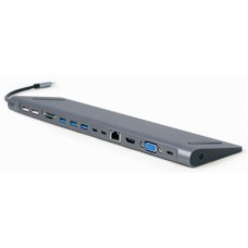 Концентратор Cablexpert USB-C 9-in-1 (Hub/HDMI/VGA/PD/card-reader/lan/audio) (A-CM-COMBO9-01)