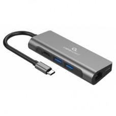 Концентратор Cablexpert USB-C 5-in-1 (HUB/HDMI/PD/CR/Lan) (A-CM-COMBO5-01)