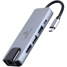 Концентратор Cablexpert USB-C 5-in-1 (hub/HDMI/PD/LAN) (A-CM-COMBO5-04)