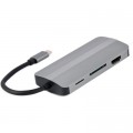 Концентратор Cablexpert USB-C 8-in-1 (USB hub 3.0/HDMI//VGA/PD/CR/stereo audio) (A-CM-COMBO8-02)