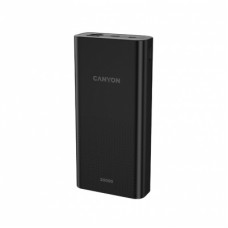 Батарея универсальная Canyon 20000mAh, Input 5V/2A, Output 5V/2.1A(Max), Black (CNE-CPB2001B)