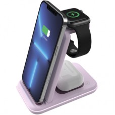 Зарядний пристрій Canyon WS-304 Foldable 3in1 Wireless charger Iced Pink (CNS-WCS304IP)