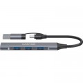 Концентратор Canyon hub DS-02 4in1 USB-A/C Grey (CNS-TDS02G)
