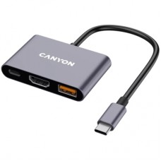Концентратор Canyon hub DS-4 3in1 USB-C Grey (CNS-TDS4)
