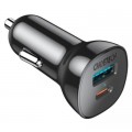 Зарядное устройство Choetech car USB-A/USB-C 20W QC3.0/PD black (TC0005-BK)