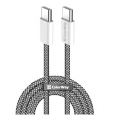 Дата кабель USB-C to USB-C 2.0m (braided cotton) (PD Fast Charging 60W) 3.0А black ColorWay (CW-CBPDCC068-BK)