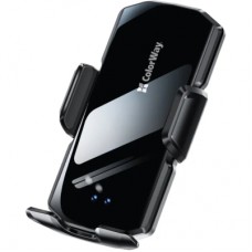 Універсальний автотримач ColorWay FlameGrip, автозажим, Wireless Charger 15W Black (CW-CHAW070Q-BK)
