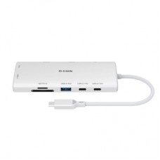Концентратор D-Link USB-C 10-in-1 2xHDMI + 1xRJ45 1000Mbps + 2xUSB-C + USB 3.1 + USB 3.0 + SD + TF silver (DUP-A01)
