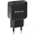 Зарядное устройство Defender EPA-13 black, 2xUSB, 5V/2.1A, package (83840)