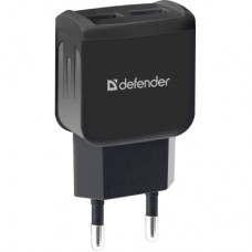 Зарядное устройство Defender EPA-13 black, 2xUSB, 5V/2.1A, package (83840)