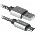 Дата кабель USB 2.0 AM to Micro 5P 1.0m USB08-03T PRO white Defender (87803)