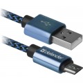 Дата кабель USB 2.0 AM to Micro 5P 1.0m USB08-03T blue Defender (87805)