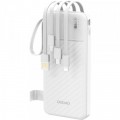 Батарея универсальная Dudao 10000mAh K11 10W, USB-A, USB-C, microUSB, with USB-A/USB-C/Lightning/MicroUSB cables White (6977196681860)