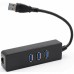 Концентратор Dynamode USB 3.0 Type-A - RJ45 Gigabit Lan, 3*USB 3.0 (USB3.0-Type-A-RJ45-HUB3)