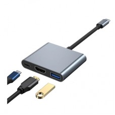 Концентратор Dynamode USB-C 3-in-1 1xHDMI 4K + 1xUSB 3.0 + 1xUSB-C PD 87W (Multiport USB-C 3-in-1 dark grey)