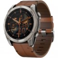 Смарт-годинник Garmin fenix 8 51mm,AMOLED,Sapphire, Bare Ti, Blk/Chsnt Lthr (010-02905-40)