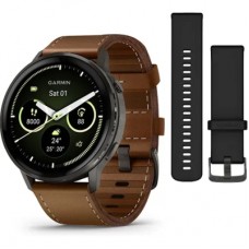 Смарт-годинник Garmin Venu 4 (45mm), Black w/ Slate + Leather, GPS смарт-годинник (010-03014-03)