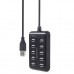 Концентратор Gembird USB 2.0 10 ports black (UHB-U2P10P-01)