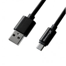 Дата кабель USB 2.0 AM to Micro 5P 1.0m Black/Black Grand-X (FM01BB)