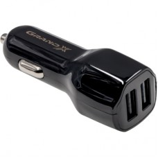 Зарядное устройство Grand-X car 2,1A, 12-24V, Black 2USB 5V/2.1A (CH-26)