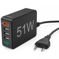 Зарядное устройство Hama 1xQC3.0, 3xUSB-A, 1xUSB-C PD 51W (00201630)