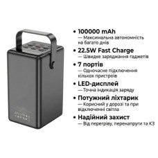 Батарея універсальна HOCO 100000mAh Endure 22.5W PD, QC, LED Lamp, Black (DB03 / 714721)