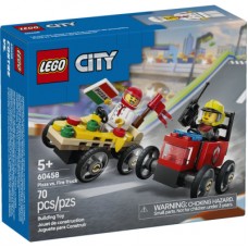 Конструктор LEGO City Пицца-авто против пожарной машины Набор гонок (60458)