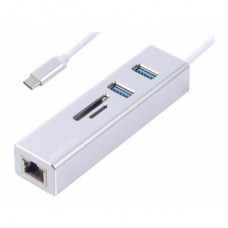 Концентратор Maxxter USB to Gigabit Ethernet, 2 Ports USB 3.0 + microSD/TF card r (NECH-2P-SD-01)